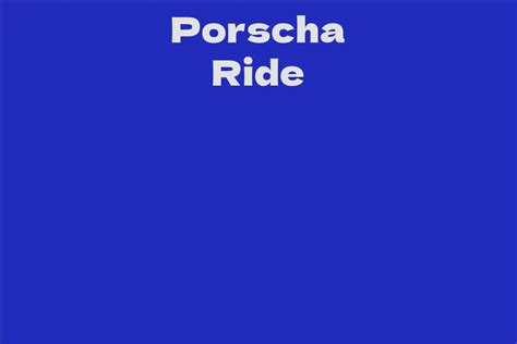 A Promising Tale: The Journey of Porscha Ride
