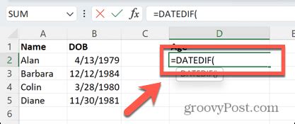 Date of Birth and Current Age